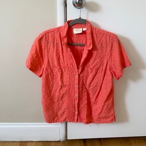 Anthroplogie Coral eyelet top - 10